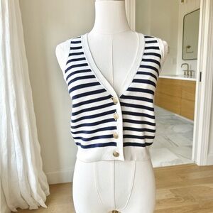 NWT - J. Crew Emilie Sweater Vest Navy and White XXS